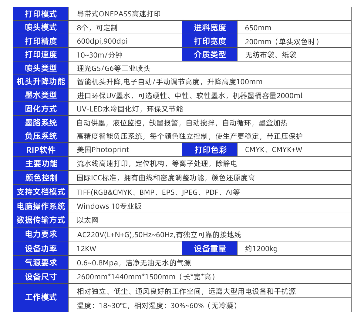 無紡布onepass打印機